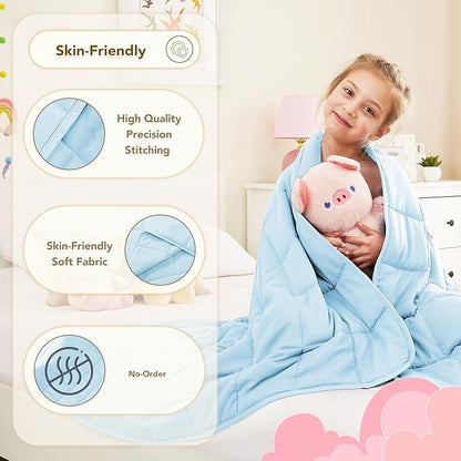 CuteKing Weighted Blanket - Weighted Blanket with Premium Glass Beads - Breathable Heavy Blanket for Comfort Sleep - Thick Blanket All Season (10lbs, 50"x60", Light Blue)