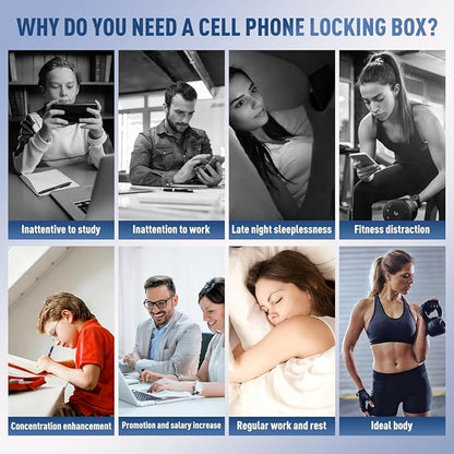 STOBOK Phone Lock Box Portable Jail with 2 Keys Brick Phone Blocker for Self-Control Suitable for Kids,Students, Adults Focus Back