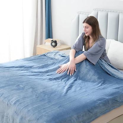 Electric Heated Blanket Full Size 72"x84",Fast Heating, Soft Microplush for Bed & Couch, 1-10Hs Auto Off & 6 Heating Levels, Machine Washable, Gifts for Grandma & Family-Light Blue Grey