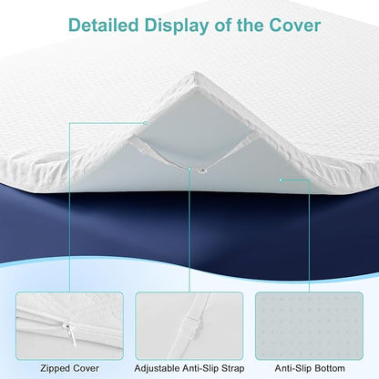 EDILLY 3 Inch Cooling Gel Memory Foam Mattress Topper Full Size,with Removable & Washable Bamboo Cover,Soft Breathable Mattress Pad,Bed Topper for Back Pain Relief (54x75)