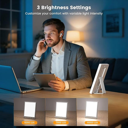 10000 Lux Light Therapy Lamp - Full Spectrum Therapy Light, 3 Color Temperature & Wall Mount Therapy Lamp, Portable Daylight Lamp for Home & Office, Memory Function & Touch Control (Wired Only).
