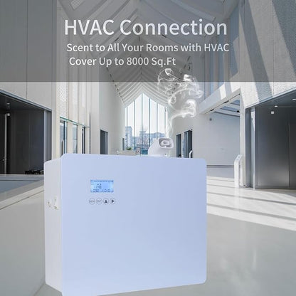 Commercial Scent Diffuser, HVAC Scent Machine for Large Space up to 8,000 Sq.ft, 1000ml Waterless Essential Oil Diffuser with Cold Air Diffusion Tech, Whole House Aroma System, Metal, White
