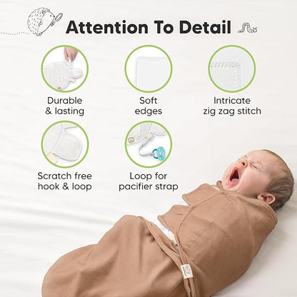 3-Pack Organic Baby Swaddle Sleep Sacks - Swaddles for Newborns, Infant 0-3 Months, Baby Girls, Boys, Soft & Snug Newborn Sleep Sack, Nursery Swaddling Blankets (Terracotta, OS)