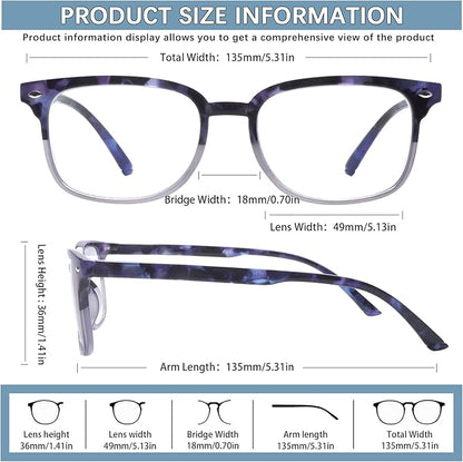 5 Pack Reading Glasses Blue Light Blocking for Women,Computer Readers with Spring Hinge