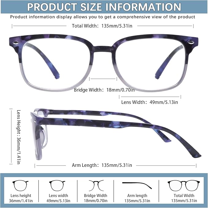 5 Pack Reading Glasses Blue Light Blocking for Women,Computer Readers with Spring Hinge