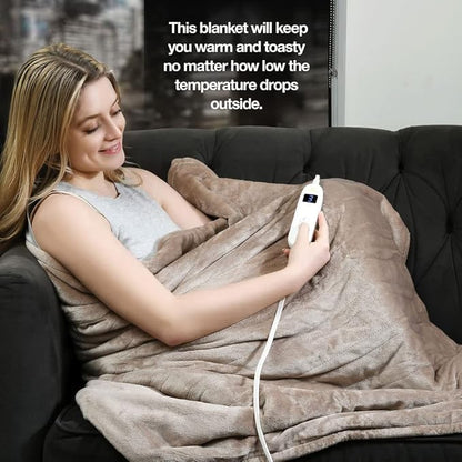 Medical king Heated Blanket, Machine Washable Extremely Soft & Comfortable Electric Blanket Throw Fast Heating with Hand Controller 10 Heating Settings & auto Shut-Off (Beige, 50 x 60)