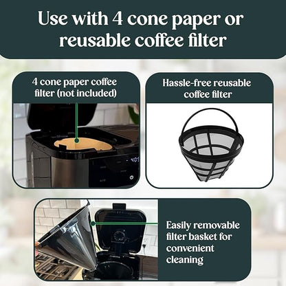 Dual Brew Coffee Maker | 12 Cup Glass Carafe & Single Serve K-Cup Combo | Programmable Touchscreen Coffee Machine for Ground Coffee or Pods | Auto Shut-Off, Black