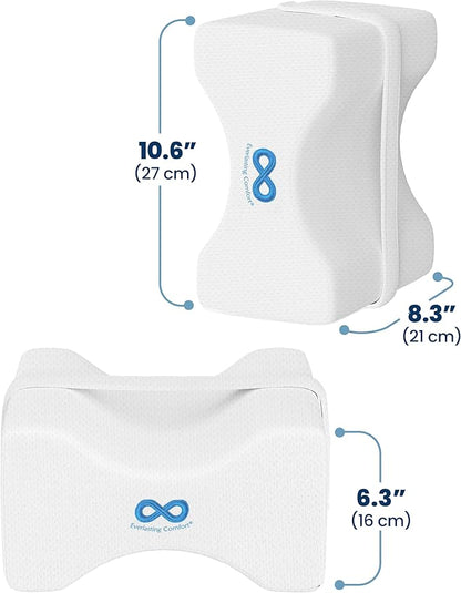 Everlasting Comfort Memory Foam Knee Pillow for Side Sleepers – Sciatica Pain Relief Pillow, Removable Strap Support – Leg Pillows for Sleeping Alignment, Knees, Back & Hip Cushion