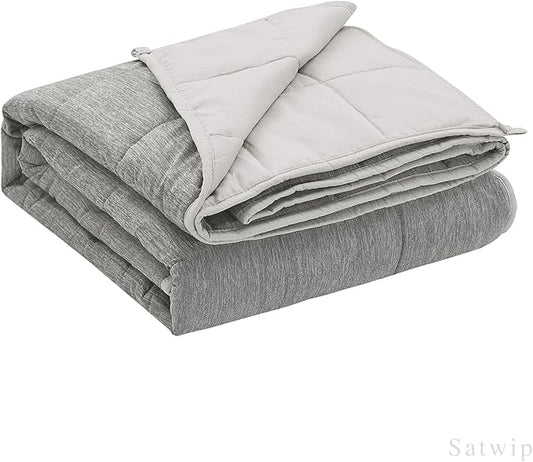 Satwip Weighted Blanket 10 lb Twin Size, Cooling Weighted Blanket for Hot Sleepers, Cool Moire Jersey with Soft Breathable Sanded, 48 x 72 inches 10 Pounds, Grey