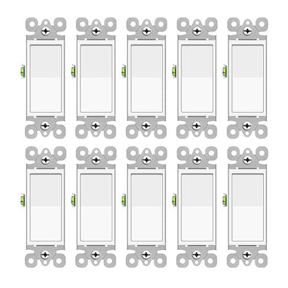 Greencycle 10 Pack Lights Switches Rocker,15 Amp Single Pole Lights Switches White,SP Paddle Light Switch,120V-277V AC,On/Off Wall Switch,Residential/Commercial Grade,Home & Office,UL Listed