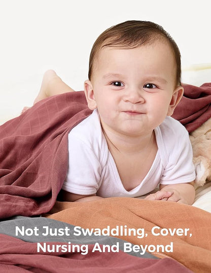 Momcozy Muslin Swaddle Blankets for Baby Boys and Girls, 4-Pack Breathable and Skin-Friendly Receiving Blanket Wrap, Baby Essentials, Registry & Gift, 47 x 47 inches