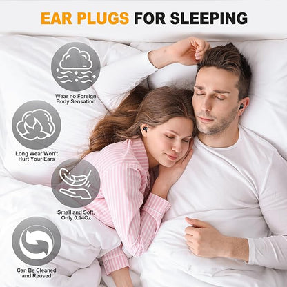 Noise Reducing Ear Plugs, 50dB Noise Cancelling Ear Plugs for Concerts, Reusable Soft Silicone Musicians Earplugs for Side Sleepers/Drummers/Snoring Blocking/Concert Earbuds Protection [Black]
