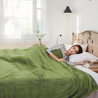 Electric Heated Blanket 72"x84" Full Size Flannel Heated Blanket, Cozy & Warm for All Night, 4 Heat Settings & 10 Hours Auto Off, Machine Washable, Green