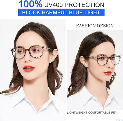 MARE AZZURO Blue Light Blocking Reading Glasses Women Trendy Square Computer Readers 1.00 1.25 1.50 1.75 2.00 2.25 2.50 2.75 3.00 3.50 4.00 5.00 6.00 (Leopard, 225)