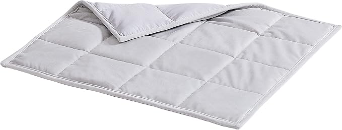 Dream Lab Calming Acupressure Cooling Reversible Weighted Lap Blanket with Glass Beads, 5 Pounds, Grey