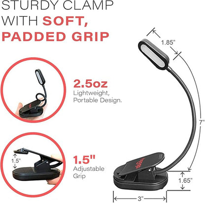 hooga Amber Book Light, Rechargeable Clip-On Blue Light Blocking LED Reading Light, 1600K Warm Eye Care for Bed, Students, Kids, Travel, Nursing, Studying