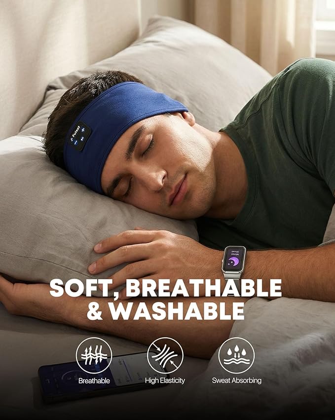 Bluetooth Sleep Headphones Headband - Comfortable Wireless Headphones with HD Sound, Sweatproof & Washable for Sleeping, Yoga, Running, Meditation