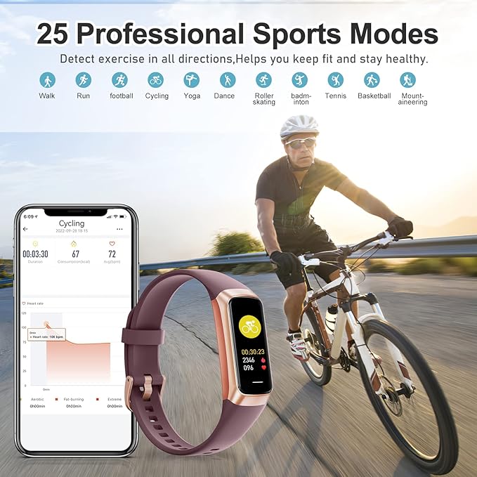 Fitness Tracker with 24/7 Heart Rate, Blood Oxygen Blood Pressure Sleep Monitor, Activity Trackers 5 ATM Waterproof,Step Calorie Counter Pedometer Health Smart Watch for Women Men