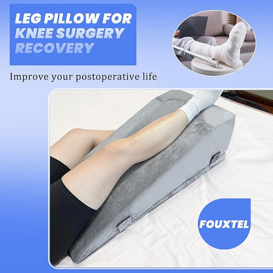 2 Adjustable Heights Leg Elevation Pillows for After Surgery, Knee Replacement Recovery Aids, Bone Foam Knee Surgery Pillow Replacement for Hip Ankle Pain Relief