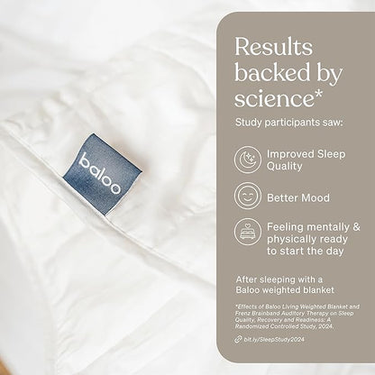Baloo Weighted Blanket for Adults 15 lb (Pebble White, 60"x80") | Cool & 100% Cotton | Machine Washable & Dryer Safe | Glass Microbead Fill