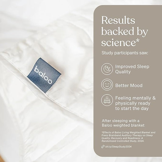 Baloo Weighted Blanket for Adults 15 lb (Pebble White, 60"x80") | Cool & 100% Cotton | Machine Washable & Dryer Safe | Glass Microbead Fill