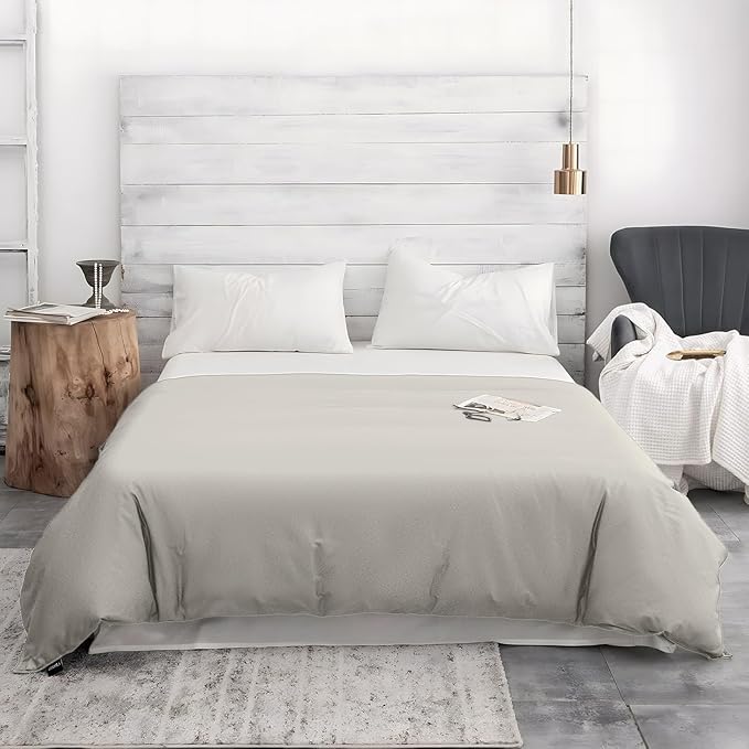 ZonLi Duvet Cover for Weighted Blanket (White Gray, 60"x80"), Breathable Soft Duvet Cover Queen Size Removable Cooling Comforter Cover for All Season