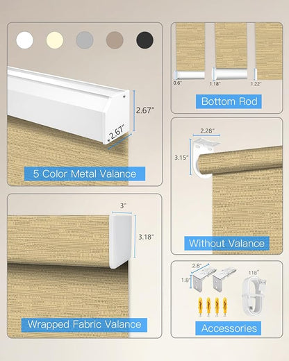 Motorized Roller Shade with Remote Control, Blackout Electric Shade for Windows Compatible with Alexa Google via Hub, Rechargeable Smart Window Blind Customized Size (Texture Dark Coffee)