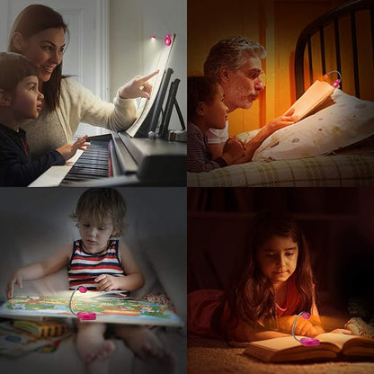 LUXSWAY Rechargeable Reading Book Light for Kids,LED Reading Light for Books in Bed,Amber Book Lights with Magnetic,Flexible Gooseneck,Cute Bookmark Lights for Bookworms-Magenta