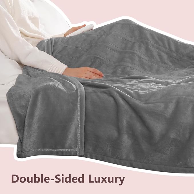 Heated Blankets King Size Electric Blankets 100''X90'', Soft Cozy Flannel Electric Blanket King with Dual Controllers, 5 Heating Level & 10 Hour Auto Off, ETL Certified & Machine Washable, Warm Gifts