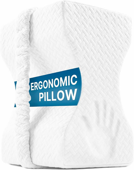 Knee Pillow for Side Sleepers-Memory Foam Leg Pillow for Between Legs-Sciatica,Hip&Back Pain Relief,Spinal Alignment Leg Cushion,White