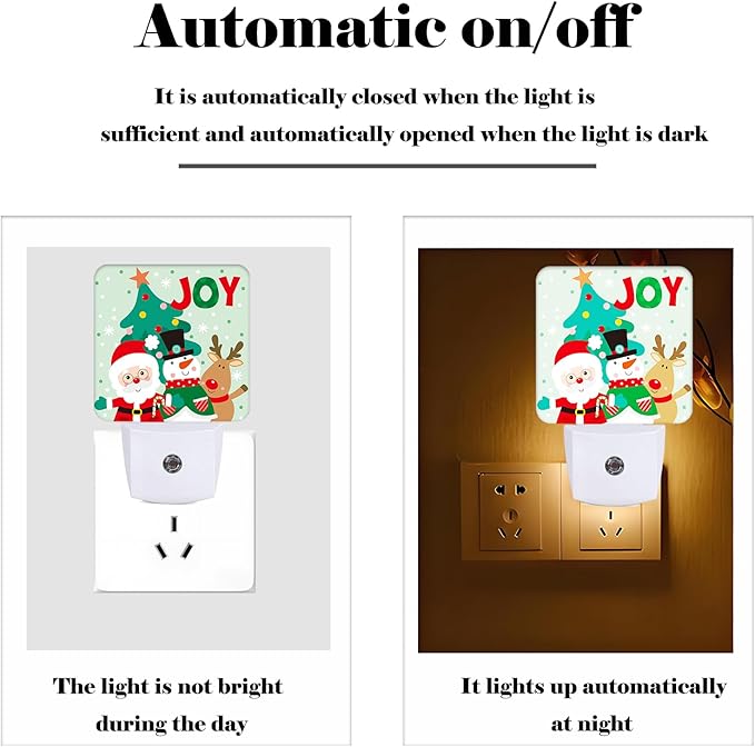 Santa Claus Snowman and Reindeer Night Light ,Plug Into Wall with Dusk To Dawn Light Sensors, Warm Nightlights for Bedroom, Bathroom, Hallway, Kitchen, Gifts Ideal for Boys Girls Women Men