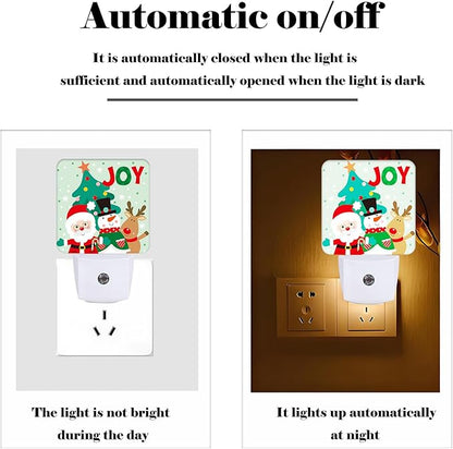 Santa Claus Snowman and Reindeer Night Light ,Plug Into Wall with Dusk To Dawn Light Sensors, Warm Nightlights for Bedroom, Bathroom, Hallway, Kitchen, Gifts Ideal for Boys Girls Women Men