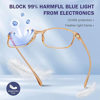 AQWANO 2.0 Computer Reading Glasses Men Women Blue Light Blocking, Lightweight TR90 Flexible Frame Readers Glasses Anti Glare, No Rubber Frames