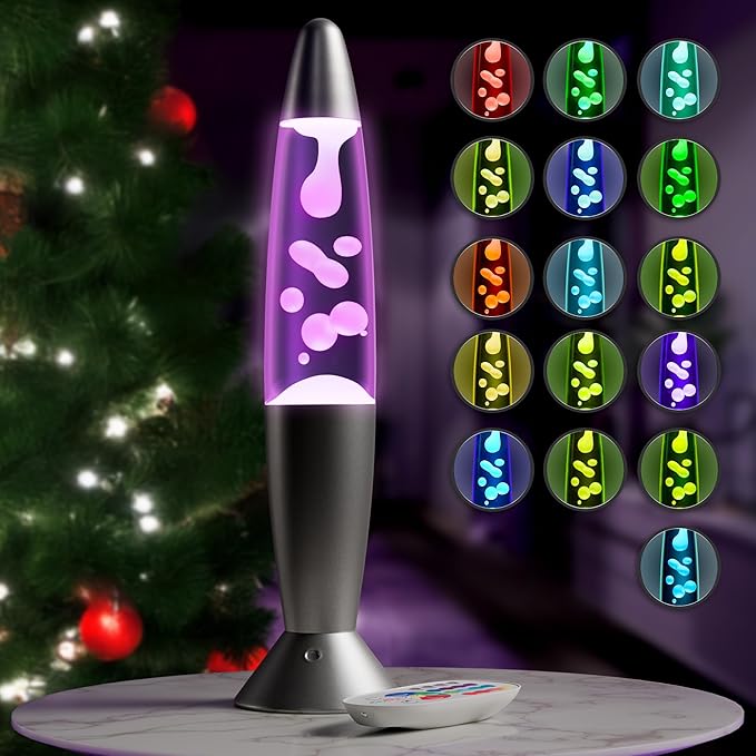16" LED Liquid Motion Lamp with Remote Control – 17 Color Changing Decorative Mood Light for Bedroom, Living Room or Office – Christmas Retro Sensory Lamp with 4 Modes & Relaxing Ambient Lighting