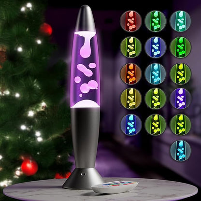 16" LED Liquid Motion Lamp with Remote Control – 17 Color Changing Decorative Mood Light for Bedroom, Living Room or Office – Christmas Retro Sensory Lamp with 4 Modes & Relaxing Ambient Lighting