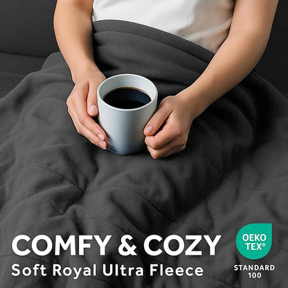 Sunbeam Royal Ultra Fleece Heated Electric Blanket Full Size, 84" x 72", 12 Heat Settings, 12-Hour Selectable Auto Shut-Off, Fast Heating, Machine Washable, Warm and Cozy, Iron