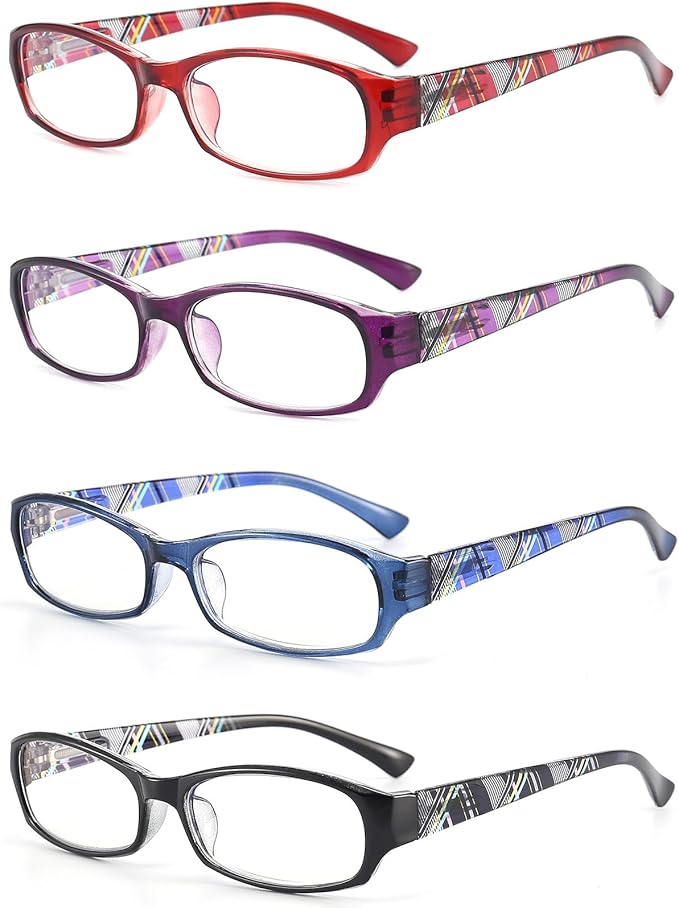 Reading Glasses for Women with Spring hinges 2.25 Blue Light Blocking Lenses, Black/Blue Frame Readers with Case