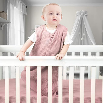 2 Pack Baby Sleep Sack 18-24 Months 100% Organic Cotton Muslin Baby Sleeping Bag 2-Way Zipper Toddler Wearable Blankets Comfy Stretchy Thin Sleep Sacks