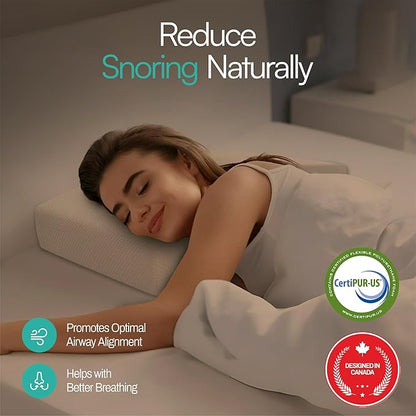 The Original Anti-Snoring Pillow for Side Sleepers, Snoring Solution and Remedy, Patent-Pending Stop Snore Aid with Memory Foam, Snore Stopper, Anti-Snore Pillow, Anti-Snore Devices