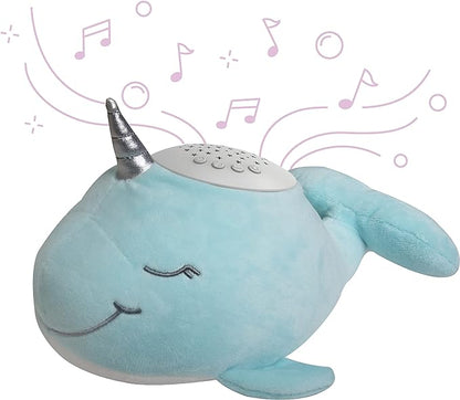 PureBaby Sound Sleepers Portable Sound Machine & Star Projector - Plush Sleep Aid for Baby and Toddlers with Soothing Night Light Display, 10 Lullabies, White Noise, and Heartbeat Sounds (Narwhal)