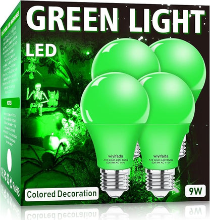 4 Pack A19 LED Green Light Bulbs,120V E26 Christmas Green LED Lights 9W Replace up to 100W,Dimmable Colored Light Bulbs for St. Patrick's Day, Porch Light, Party Decoration, Holiday Lighting