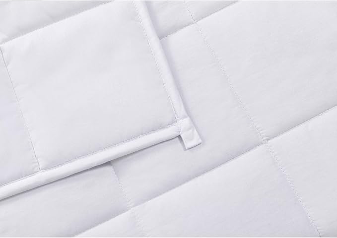 TONGDADA California King Size Weighted Blanket | 90''x108'',25lbs | Perfect for Couples | Premium Cotton Material with Glass Beads | White