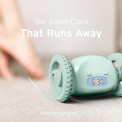 CLOCKY Alarm Clock on Wheels – Loud Rolling Alarm Clock for Heavy Sleepers | Runaway Clock That Jumps & Runs to Wake You Up | Funny Unique Gift for Adults, Teens & Kids Bedrooms (Mint)
