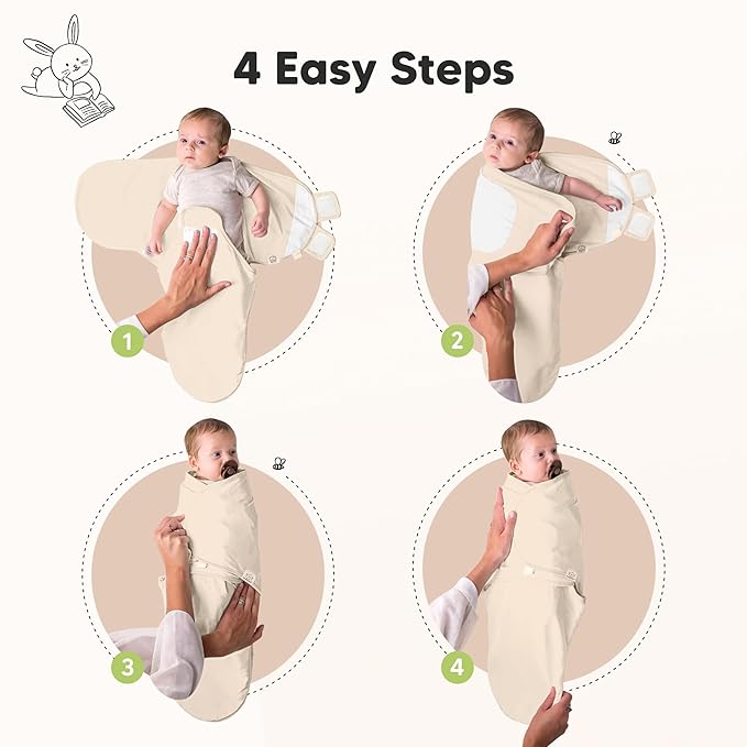 3-Pack Organic Baby Swaddle Sleep Sacks - Swaddles for Newborns, Infant 0-3 Months, Baby Girls, Boys, Soft & Snug Newborn Sleep Sack, Nursery Swaddling Blankets (Ecru, OS)