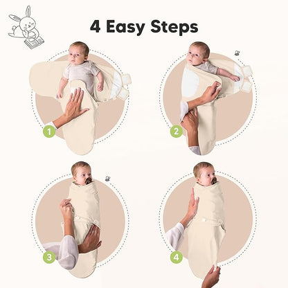 3-Pack Organic Baby Swaddle Sleep Sacks - Swaddles for Newborns, Infant 0-3 Months, Baby Girls, Boys, Soft & Snug Newborn Sleep Sack, Nursery Swaddling Blankets (Ecru, OS)