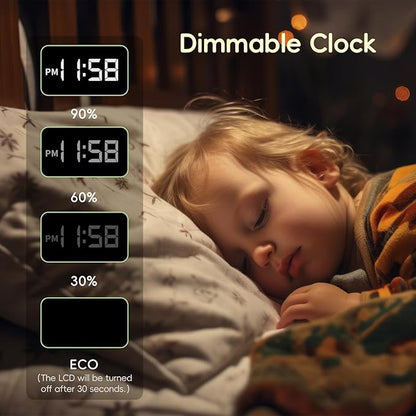 Sunrise Alarm Clock Wake Up Light, White Noise Sound Machine with 20 Soothing Sounds, 10 Night Lights, Bluetooth Speaker/Temp & Humidity/Rechargeable, Dimmable Clock Gift for Baby Kids Adults