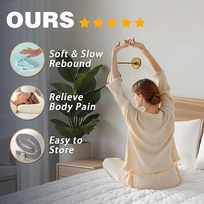 SAPHREAS Memory Foam Mattress Topper Full Size, Back Pain & Pressure Relief, 3" Cooling Gel Memory Foam and 1" Soft Ventilated Mattress Pad Cover, 5-Zone Egg Crate Bed Topper