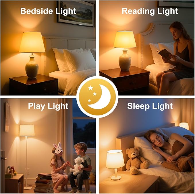 KINUR LED Amber Dimmable Light Bulbs, A19, 9W, 1800K, E26 Base, 60W Equivalent, Amber Soft Light Bulbs Warm Night Light for Bedroom, Sleep, 2 Pack