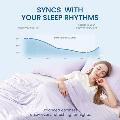 Cozy Bliss Deluxe Dual-Sided Cooling Comforter Twin Size, Ultra-Soft Lightweight Breathable Silky Cooling Blankets with Q-Max>0.45 for Bedroom, Hot Sleepers & Night Sweats, Lavender Purple, 68"x90"