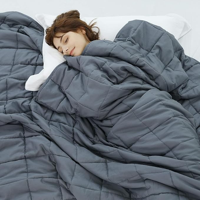 Weighted Idea Weighted Blankets for Adults (Dark Grey,48"x72",20lbs) Breathable Twin Blanket with Premium Glass Beads Heavy Soft Throw Blanket for All-Season